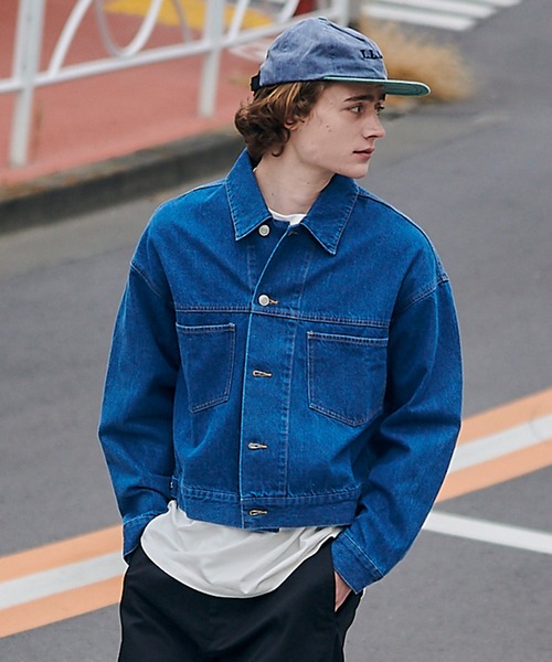 MAISON CLUB(メゾンクラブ)の「【MAISON CLUB】Boxy fit Denim Jacket / ボクシーフィットデニムジャケット ショート丈 クロップド丈(デニムジャケット・メンズ・ネイビー/ブラック/グレー/ブルー・L/M)」の4枚目の写真