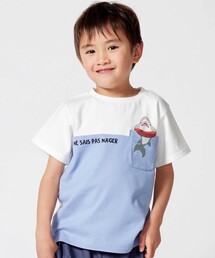BeBe（ベベ）の「【抗菌・防臭】バイカラー海の生き物ポケット天竺半袖Tシャツ(90~130cm)（Tシャツ/カットソー）」