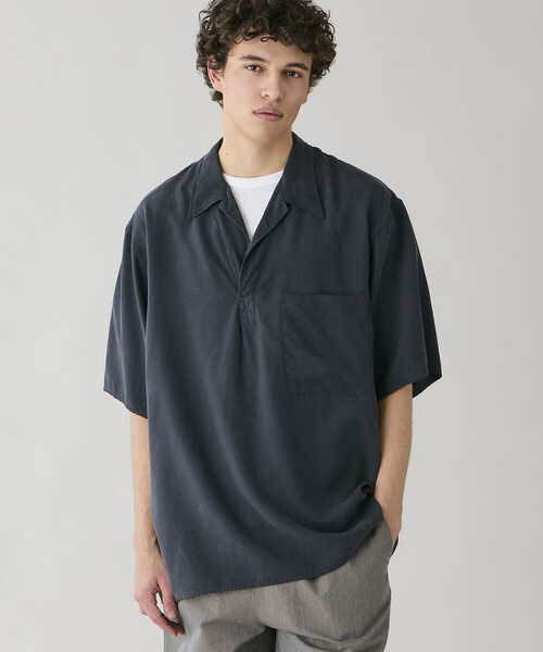 Kaptain Sunshine（キャプテン サンシャイン）の「KAPTAIN SUNSHINE | シルク 半袖スキッパーシャツ MEN（シャツ/ブラウス・メンズ・ブラウン/ブラック系その他・3/4）」の3枚目の写真