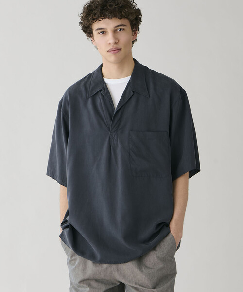 Kaptain Sunshine（キャプテン サンシャイン）の「KAPTAIN SUNSHINE | シルク 半袖スキッパーシャツ MEN（シャツ/ブラウス・メンズ・ブラウン/ブラック系その他・3/4）」の4枚目の写真