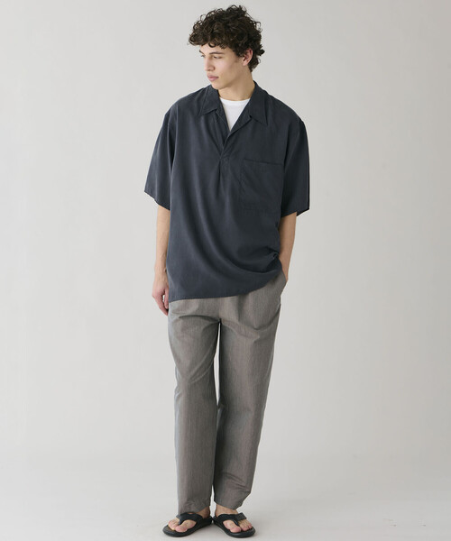 Kaptain Sunshine（キャプテン サンシャイン）の「KAPTAIN SUNSHINE | シルク 半袖スキッパーシャツ MEN（シャツ/ブラウス・メンズ・ブラウン/ブラック系その他・3/4）」の5枚目の写真