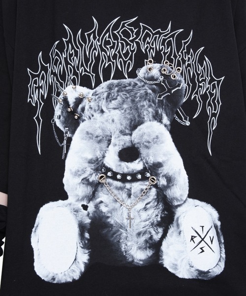 TRAVAS TOKYO(トラバス トウキョウ)の「『TRAVAS TOKYO/トラバス トーキョー』ピアス付きくまプリントTシャツ(Tシャツ/カットソー・レディース・チャコールグレー/ブラック/ブラック×レッド・FREE)」の9枚目の写真