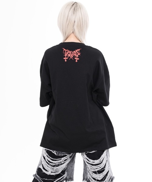 TRAVAS TOKYO(トラバス トウキョウ)の「『TRAVAS TOKYO/トラバス トーキョー』ピアス付きくまプリントTシャツ(Tシャツ/カットソー・レディース・チャコールグレー/ブラック/ブラック×レッド・FREE)」の12枚目の写真