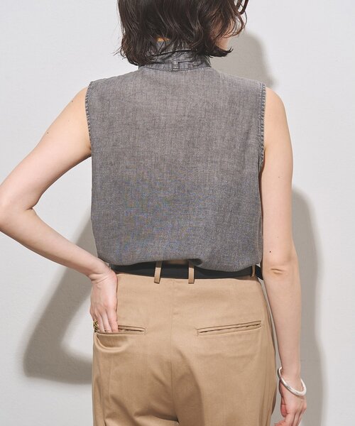 Whim Gazette(ウィムガゼット)の「デニムシフォンノースリーブブラウス(シャツ/ブラウス・レディース・ブルー系その他/ライトグレー・FREE)」の19枚目の写真
