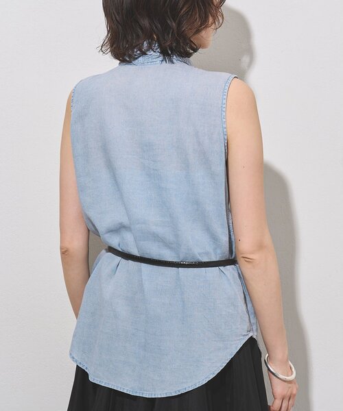 Whim Gazette(ウィムガゼット)の「デニムシフォンノースリーブブラウス(シャツ/ブラウス・レディース・ブルー系その他/ライトグレー・FREE)」の11枚目の写真