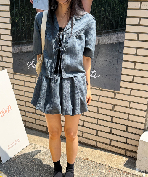 SINOON（シヌーン）の「Lace Balloon Mini Skirt (Dark Navy)（スカート・レディース・ダークネイビー・SMALL/MEDIUM）」の7枚目の写真
