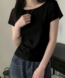 ワンショルダー ボートネック 半袖Tシャツ