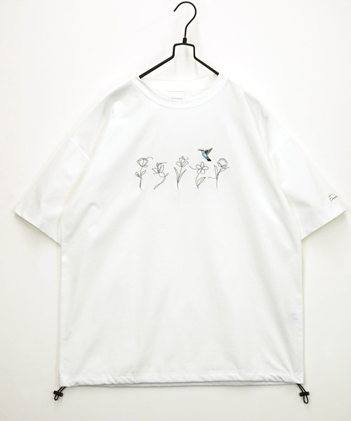 Ammie（アミー）の「ルーズフィット 刺繍 ドローコード 接触冷感 Tシャツ 短丈 サイズ調整可能（Tシャツ/カットソー・メンズ・ブラック系その他2/ブラック系3/ブラック系2/ホワイト系その他2/ホワイト系その他3/ブラック系その他3・M/L）」の7枚目の写真