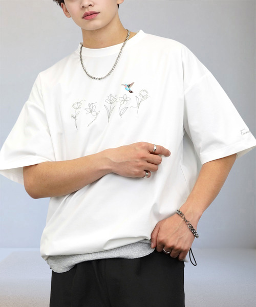 Ammie（アミー）の「ルーズフィット 刺繍 ドローコード 接触冷感 Tシャツ 短丈 サイズ調整可能（Tシャツ/カットソー・メンズ・ブラック系その他2/ブラック系3/ブラック系2/ホワイト系その他2/ホワイト系その他3/ブラック系その他3・M/L）」の12枚目の写真