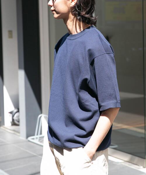 FORK&SPOON(フォークアンドスプーン)の「FORK&SPOON クルーネックニットTシャツ(ニット/セーター・メンズ・ネイビー/グレー・4/5)」の1枚目の写真