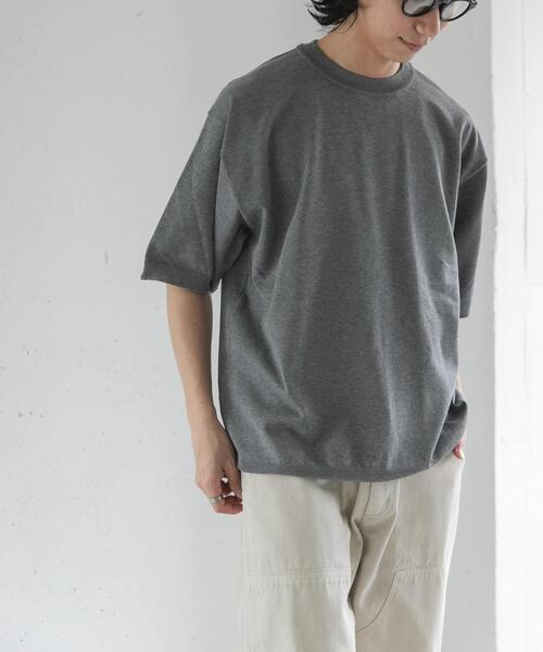 FORK&SPOON(フォークアンドスプーン)の「FORK&SPOON クルーネックニットTシャツ(ニット/セーター・メンズ・ネイビー/グレー・4/5)」の3枚目の写真