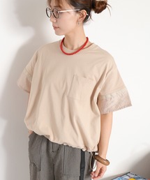 布帛切り替えシアーショートスリーブドロストTee
