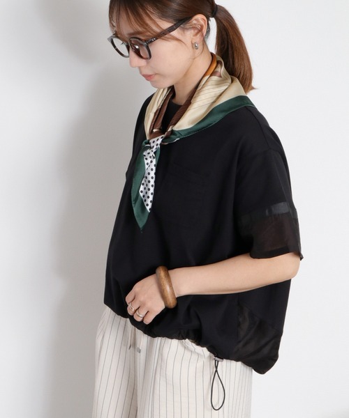 cepo(セポ)の「布帛切り替えシアーショートスリーブドロストTee(Tシャツ/カットソー・レディース・ベージュ/オフホワイト/ブラック・M)」の22枚目の写真