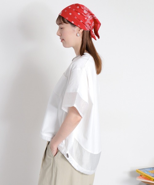 cepo(セポ)の「布帛切り替えシアーショートスリーブドロストTee(Tシャツ/カットソー・レディース・ベージュ/オフホワイト/ブラック・M)」の10枚目の写真