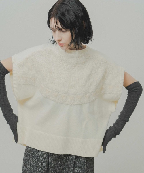 WHYTO.（ホワイト）の「「WHYTO. / ホワイト」nordic pattern knit vest（ニット/セーター・レディース・アイボリー/グレー/ブラック・FREE）」の2枚目の写真