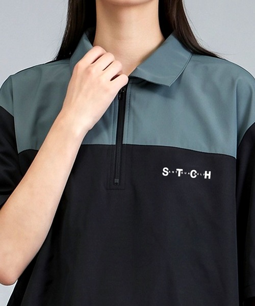 antiqua(アンティカ)の「【STCH】ハーフジップ 配色切替 ポロシャツ(ポロシャツ・レディース・ブラック/ネイビー・ONESIZE)」の14枚目の写真