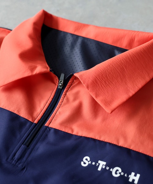 antiqua(アンティカ)の「【STCH】ハーフジップ 配色切替 ポロシャツ(ポロシャツ・レディース・ブラック/ネイビー・ONESIZE)」の4枚目の写真