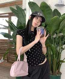 フレンチレトロドットスリム半袖Tシャツ