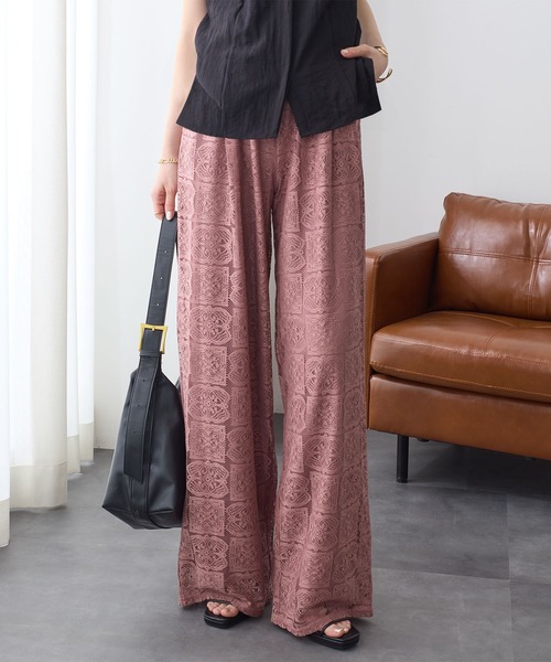 ReDial（リダイアル）の「2タックレースワイドパンツ（その他パンツ・レディース・モカ/アイボリー/ブラック・L/M/3L/LL）」の10枚目の写真