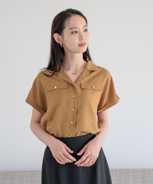 Andemiu(アンデミュウ)の「開襟キンボタンブラウスSS860430(シャツ/ブラウス・レディース・キャメル/ネイビー/アイボリー・FREE)」の19枚目の写真