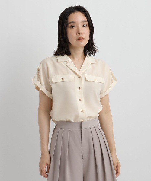Andemiu(アンデミュウ)の「開襟キンボタンブラウスSS860430(シャツ/ブラウス・レディース・キャメル/ネイビー/アイボリー・FREE)」の12枚目の写真