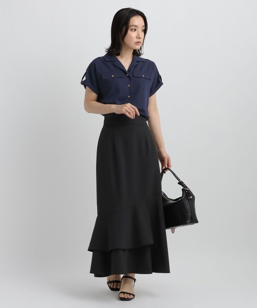 Andemiu(アンデミュウ)の「開襟キンボタンブラウスSS860430(シャツ/ブラウス・レディース・キャメル/ネイビー/アイボリー・FREE)」の11枚目の写真