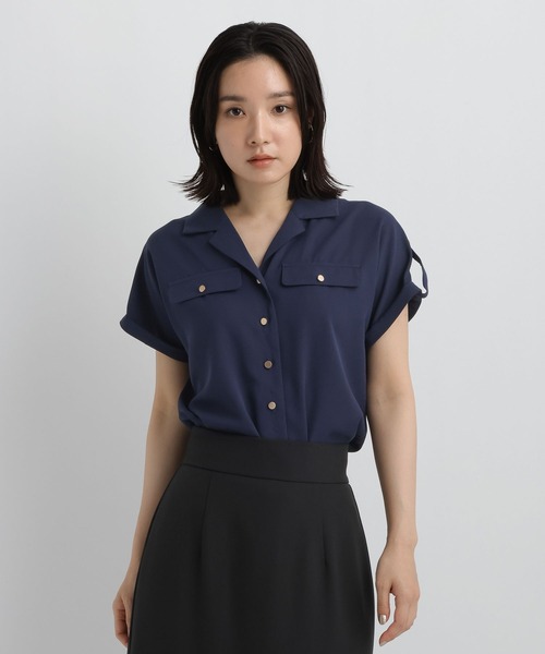 Andemiu(アンデミュウ)の「開襟キンボタンブラウスSS860430(シャツ/ブラウス・レディース・キャメル/ネイビー/アイボリー・FREE)」の10枚目の写真