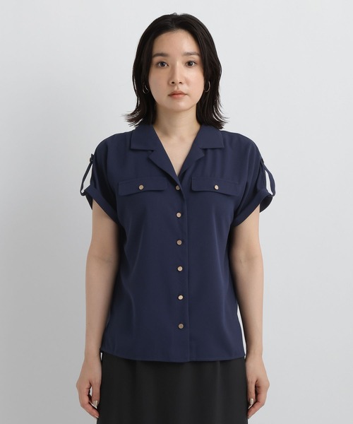 Andemiu(アンデミュウ)の「開襟キンボタンブラウスSS860430(シャツ/ブラウス・レディース・キャメル/ネイビー/アイボリー・FREE)」の9枚目の写真