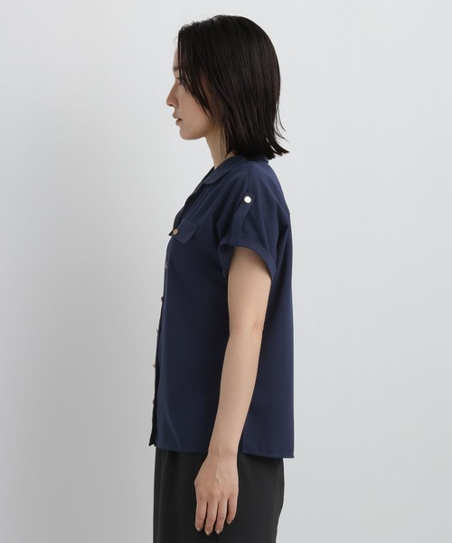 Andemiu(アンデミュウ)の「開襟キンボタンブラウスSS860430(シャツ/ブラウス・レディース・キャメル/ネイビー/アイボリー・FREE)」の8枚目の写真