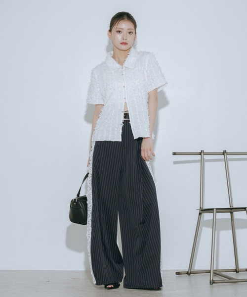 PAGEBOY(ページボーイ)の「フリンジジャガードコンパクトシャツ(シャツ/ブラウス・レディース・ブラック/オフホワイト・FREE)」の8枚目の写真