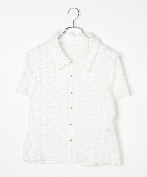 PAGEBOY(ページボーイ)の「フリンジジャガードコンパクトシャツ(シャツ/ブラウス・レディース・ブラック/オフホワイト・FREE)」の10枚目の写真