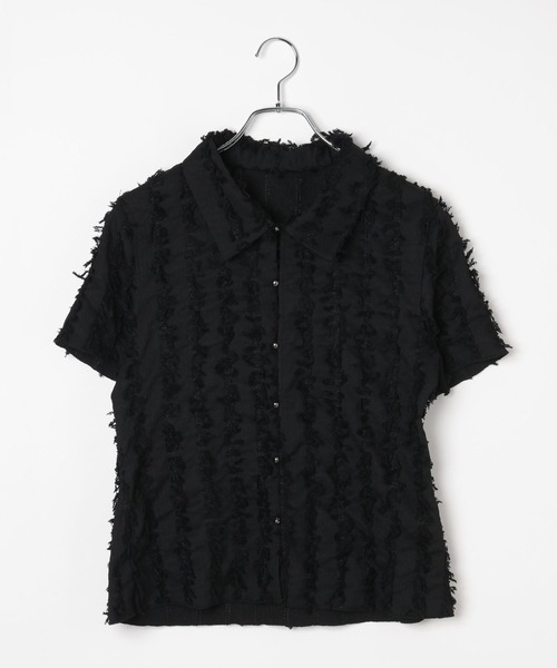 PAGEBOY(ページボーイ)の「フリンジジャガードコンパクトシャツ(シャツ/ブラウス・レディース・ブラック/オフホワイト・FREE)」の12枚目の写真