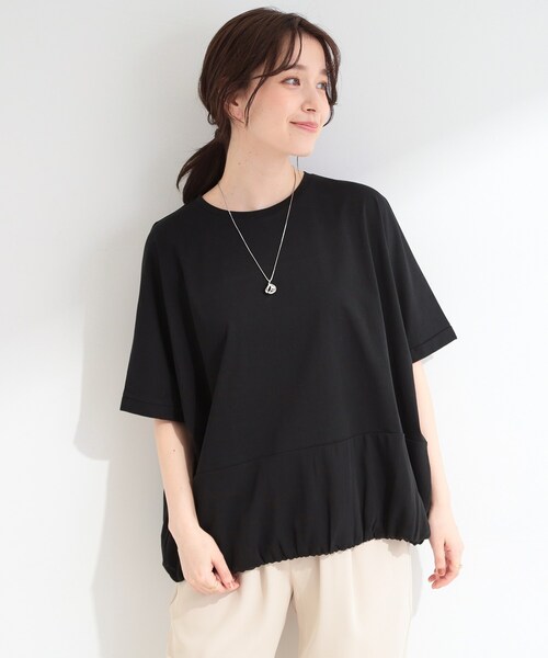 SHOO・LA・RUE(シューラルー)の「【洗濯機可/体型カバー】インせず着られる 裾配色 ゆったりバルーントップス(Tシャツ/カットソー・レディース・ネイビー系6/ブラック/グレー/ベージュ・00)」の9枚目の写真