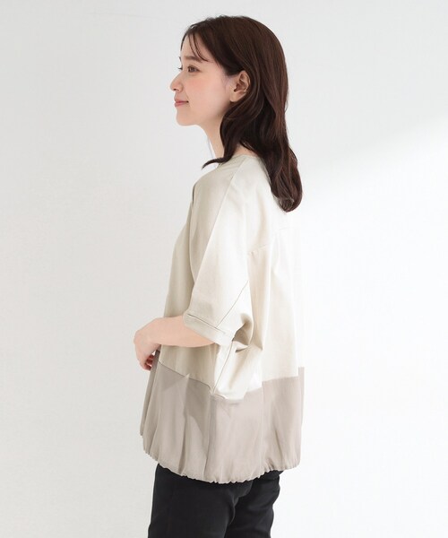 SHOO・LA・RUE(シューラルー)の「【洗濯機可/体型カバー】インせず着られる 裾配色 ゆったりバルーントップス(Tシャツ/カットソー・レディース・ネイビー系6/ブラック/グレー/ベージュ・00)」の14枚目の写真