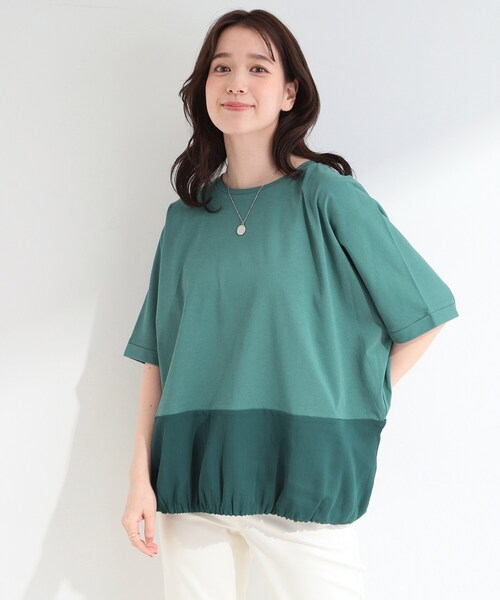 SHOO・LA・RUE(シューラルー)の「【洗濯機可/体型カバー】インせず着られる 裾配色 ゆったりバルーントップス(Tシャツ/カットソー・レディース・ネイビー系6/ブラック/グレー/ベージュ・00)」の17枚目の写真
