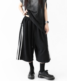 minsobi | 【BEST ITEM 夏Ver.】デニム切り替え サイドライン ワイドハーフパンツ(ユニセックス)(デニムパンツ)