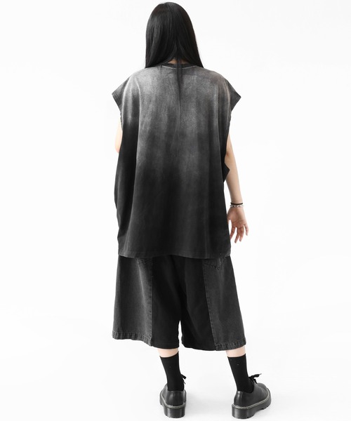 minsobi(ミンソビ)の「【BEST ITEM 夏Ver.】デニム切り替え サイドライン ワイドハーフパンツ(ユニセックス)(デニムパンツ・メンズ・ブラック・FREE)」の5枚目の写真