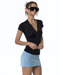 Sleek Deep V Neck T-shirt Black