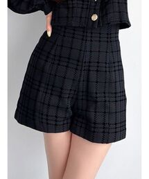 チェックハイウエストショートパンツ