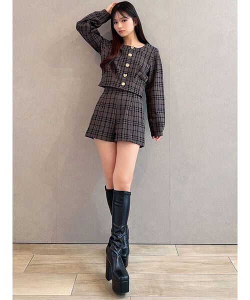 RESEXXY（リゼクシー）の「チェックハイウエストショートパンツ（その他パンツ・レディース・チャコールグレー/ブラック/レッド・FREE）」の7枚目の写真