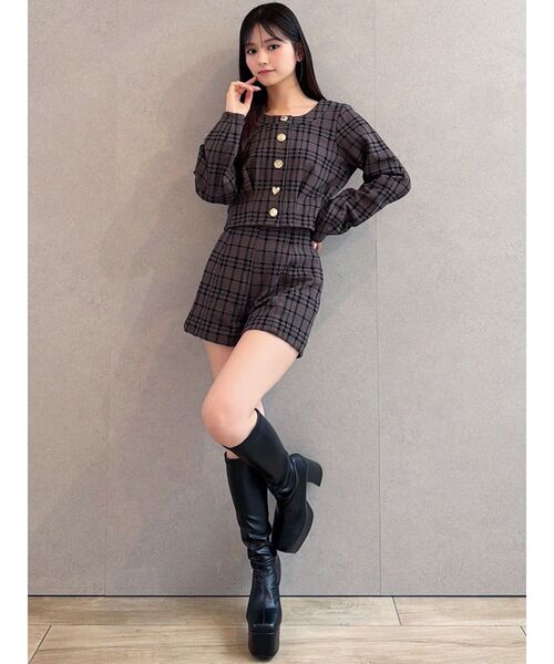 RESEXXY（リゼクシー）の「チェックハイウエストショートパンツ（その他パンツ・レディース・チャコールグレー/ブラック/レッド・FREE）」の8枚目の写真