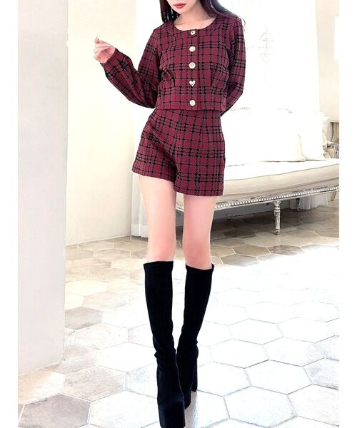 RESEXXY（リゼクシー）の「チェックハイウエストショートパンツ（その他パンツ・レディース・チャコールグレー/ブラック/レッド・FREE）」の15枚目の写真