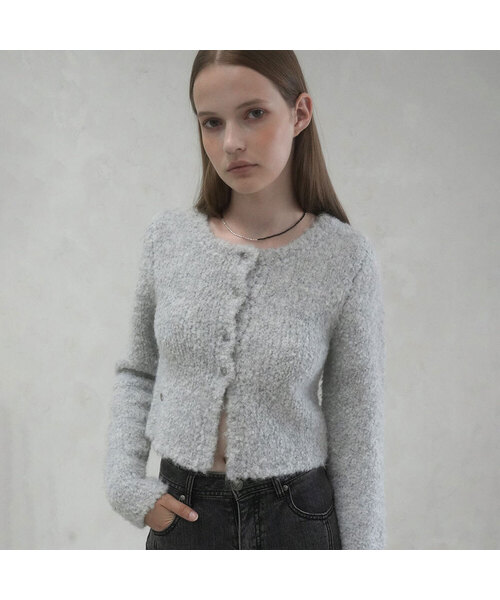 Vivacious(ビバシャス)の「La Pong Crop Cardigan - 6COL(カーディガン/ボレロ・レディース・チャコールグレー/スカイブルー/ダークブラウン/ピンク/アイボリー/ダークグレー・FREE)」の3枚目の写真