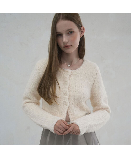 Vivacious(ビバシャス)の「La Pong Crop Cardigan - 6COL(カーディガン/ボレロ・レディース・チャコールグレー/スカイブルー/ダークブラウン/ピンク/アイボリー/ダークグレー・FREE)」の2枚目の写真