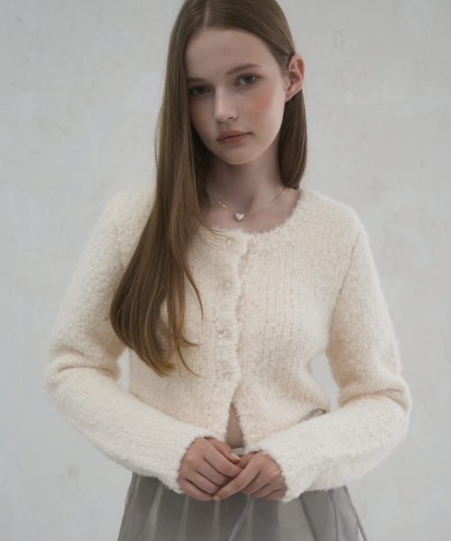 Vivacious(ビバシャス)の「La Pong Crop Cardigan - 6COL(カーディガン/ボレロ・レディース・チャコールグレー/スカイブルー/ダークブラウン/ピンク/アイボリー/ダークグレー・FREE)」の10枚目の写真