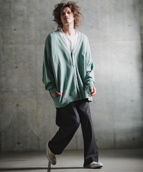 GLIMCLAP(グリムクラップ)の「mcg3852-Retro Embroidered Knit Cardigan ニットカーディガン(211-013-gla-cg)(カーディガン/ボレロ・メンズ・キナリ/テラコッタ/ブラック/サックスブルー系・L/M/S)」の14枚目の写真