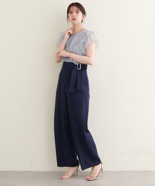 natural couture(ナチュラルクチュール)の「ウエストリボンハイウエストパンツ(その他パンツ・レディース・ブラック/アイボリー/ネイビー・LARGE/MEDIUM/SMALL)」の3枚目の写真