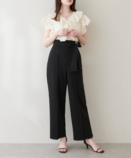 natural couture(ナチュラルクチュール)の「ウエストリボンハイウエストパンツ(その他パンツ・レディース・ブラック/アイボリー/ネイビー・LARGE/MEDIUM/SMALL)」の14枚目の写真