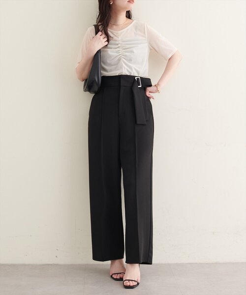 natural couture(ナチュラルクチュール)の「ウエストリボンハイウエストパンツ(その他パンツ・レディース・ブラック/アイボリー/ネイビー・LARGE/MEDIUM/SMALL)」の17枚目の写真