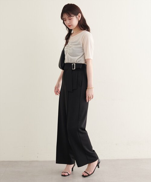 natural couture(ナチュラルクチュール)の「ウエストリボンハイウエストパンツ(その他パンツ・レディース・ブラック/アイボリー/ネイビー・LARGE/MEDIUM/SMALL)」の18枚目の写真